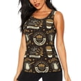 thumbnail image 1 of Daiia coffee shop house Printed Womens Workout Tops for Women Quick-dry Tank Tops Mesh Yoga Shirts Athletic Running Tank Tops Sleeveless Gym Clothes-, 1 of 7