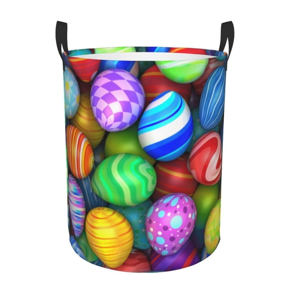 Daiia colorful Easter Eggs1 Laundry Hamper With Handles Large Storage Basket/Toy Organizer/Dirty Clothes Collapsible Waterproof For College Dorms, Bedroom,Bathroom