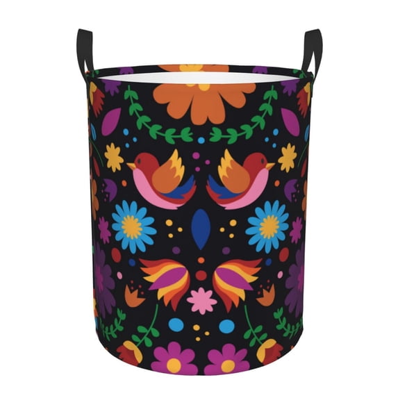 Daiia colorful Floral2 Laundry Hamper With Handles Large Storage Basket/Toy Organizer/Dirty Clothes Collapsible Waterproof For College Dorms, Bedroom,Bathroom