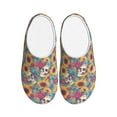 thumbnail image 1 of Daiia colorful Skull sunflower Print Women’s Fuzzy Slippers Memory Foam Lightweight House Shoes Cozy Loafer Flannel House Shoes-42/43, 1 of 7