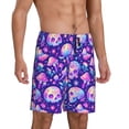 thumbnail image 1 of Daiia colorful mushroom Skull rainbow Mens Woven Stretch Pajama Short,Short Pajama Pants-Small, 1 of 7