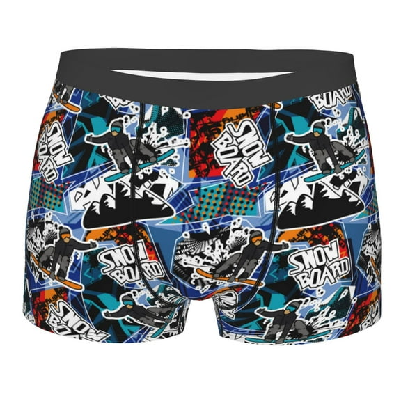 Daiia colorful snow board Men's Underwear Boxer Briefs, Cotton Stretch Moisture-Wicking Underwear-Large