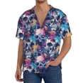 thumbnail image 1 of Daiia cool Skull colorful Men's Linen Shirts Short Sleeve Casual Shirts Button Down Shirt for Men Beach Summer Wedding Shirt-Medium, 1 of 6