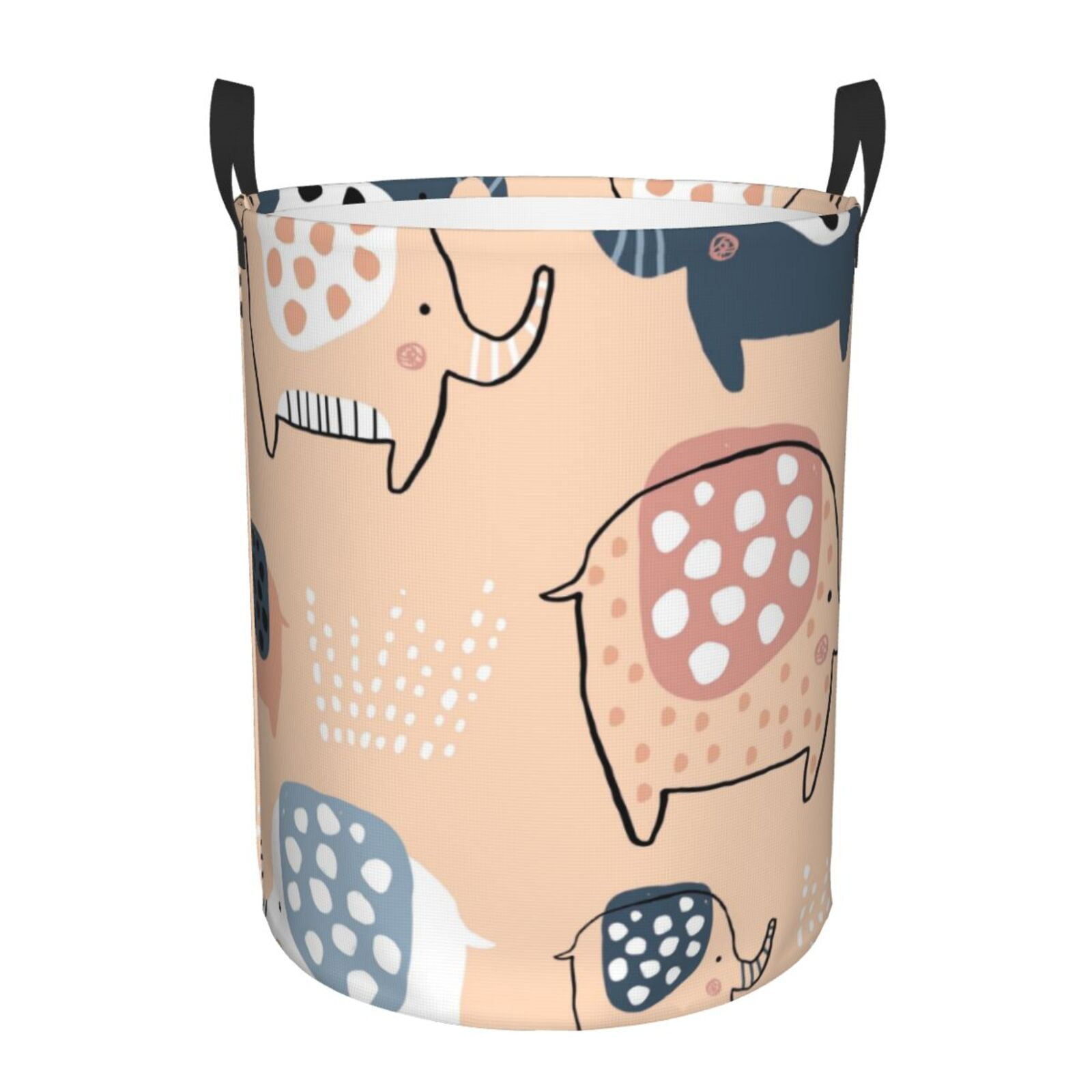 Daiia cute Ink Drawn Elephants Laundry Hamper With Handles Large