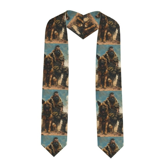 Daiia desert Man Shepherd Dog Pattern Graduation Shawl Stole – Satin Graduation Stole Academic Stole Non-Slip Design-Sharp Corner