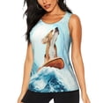 thumbnail image 1 of Daiia dog surfing on surfboard Printed Womens Workout Tops for Women Quick-dry Tank Tops Mesh Yoga Shirts Athletic Running Tank Tops Sleeveless Gym Clothes-X-Large, 1 of 7