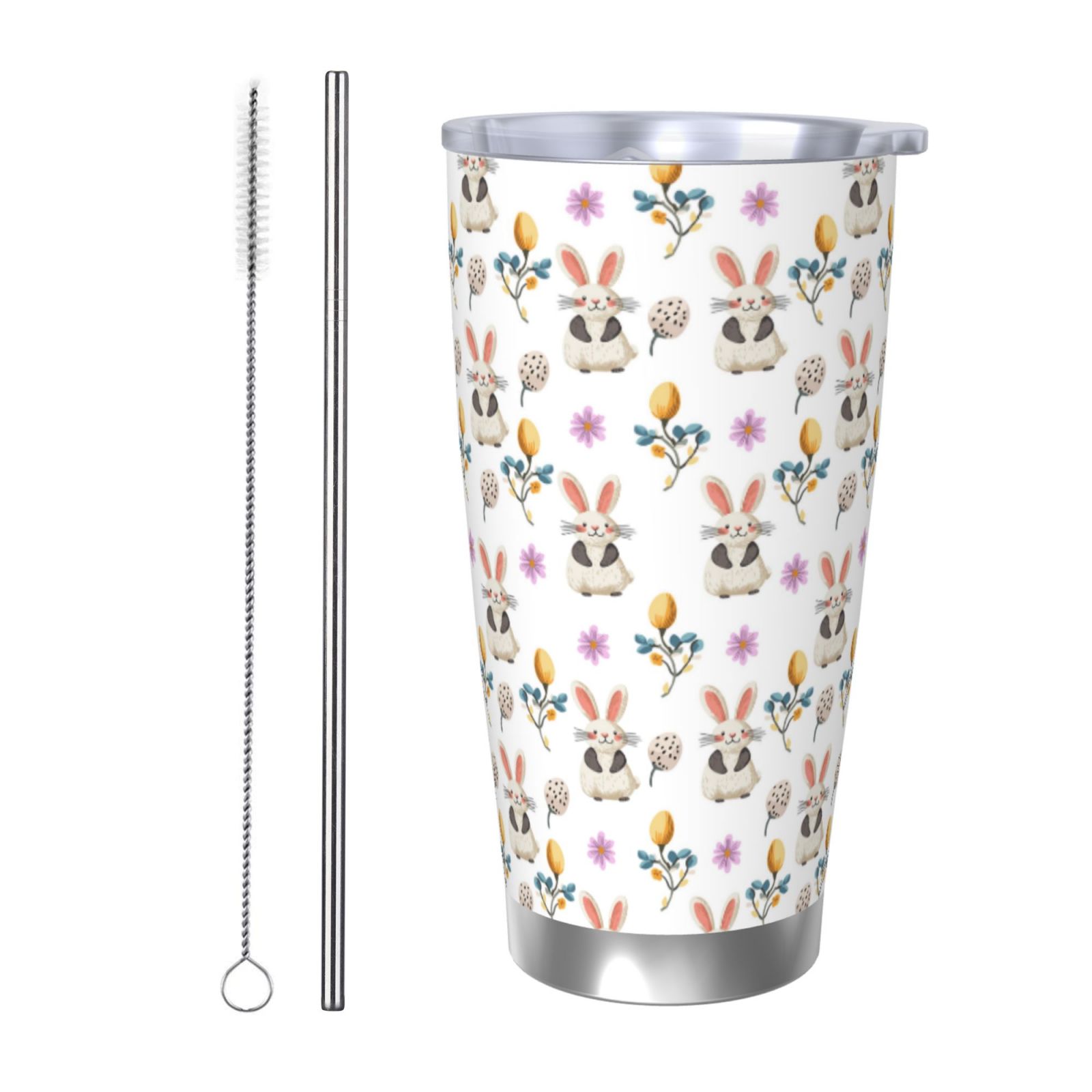 Daiia easter Printed 20oz Insulated Coffee Cup with Straw Topper, Fully ...