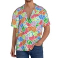 thumbnail image 1 of Daiia easter eggs Pattern Men's Linen Shirts Short Sleeve Casual Shirts Button Down Shirt for Men Beach Summer Wedding Shirt-Large, 1 of 5