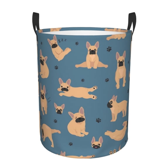 Daiia french Bulldog Yoga Laundry Hamper With Handles Large Storage Basket/Toy Organizer/Dirty Clothes Collapsible Waterproof For College Dorms, Bedroom,Bathroom