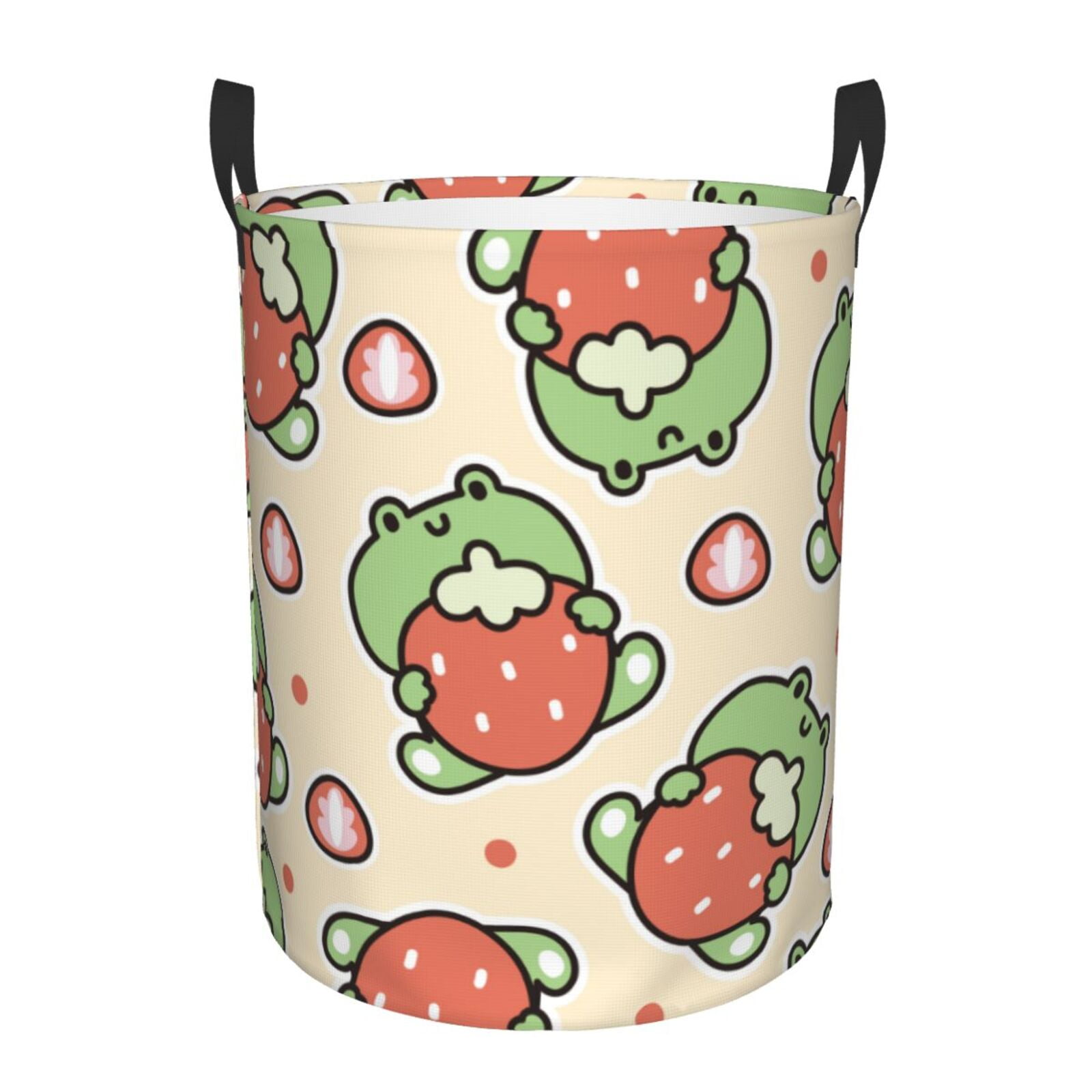 Daiia frog Hold Strawberry Laundry Hamper With Handles Large Storage