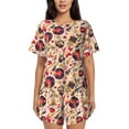 thumbnail image 1 of Daiia gold Skull Guitar record Pattern Womens Pajama Sets Short Sleeve Pajamas for Women Sets Soft Lounge Sets Casual Round Neck Sleepwear PJS-4X-Large, 1 of 7