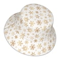 thumbnail image 1 of Daiia gold Snowflake print Pattern Bucket Hat - Trendy Cotton Sun Hat for Beach, Golf, Fishing - Fun Outdoor Vacation Boonie for Men and Women, 1 of 9