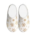 thumbnail image 1 of Daiia gold Snowflake print Print Women’s Fuzzy Slippers Memory Foam Lightweight House Shoes Cozy Loafer Flannel House Shoes-46/47, 1 of 7