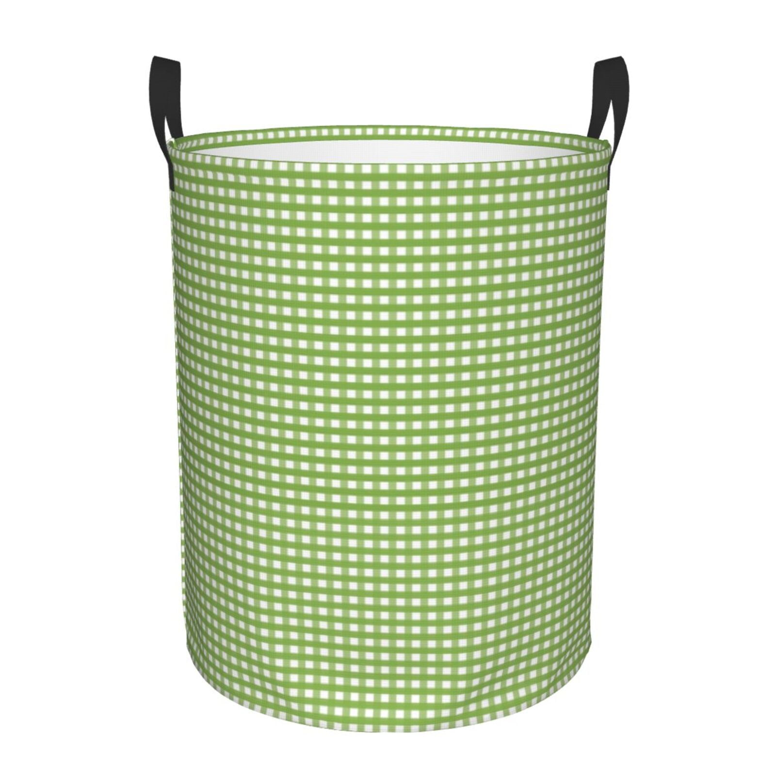 Daiia green Gingham Laundry Hamper With Handles Large Storage Basket ...