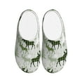 thumbnail image 1 of Daiia green plaid Moose tree Print Women’s Fuzzy Slippers Memory Foam Lightweight House Shoes Cozy Loafer Flannel House Shoes-44/45, 1 of 7