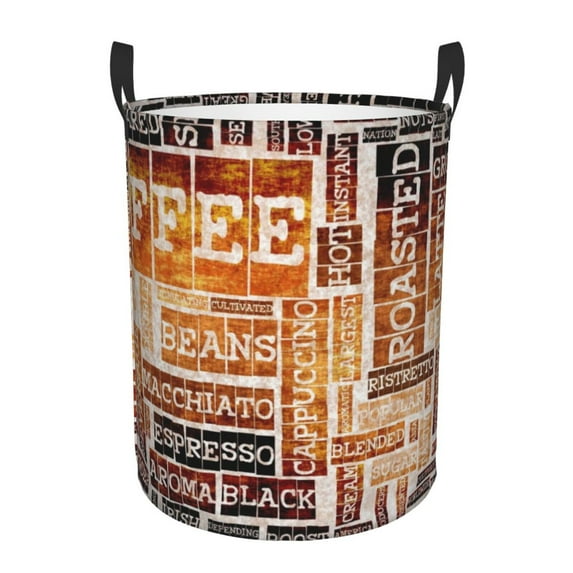 Daiia hand Drawn Vintage Coffee Laundry Hamper With Handles Large Storage Basket/Toy Organizer/Dirty Clothes Collapsible Waterproof For College Dorms, Bedroom,Bathroom