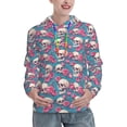 thumbnail image 1 of Daiia happy Skull rose Pattern Women's Fashion Hoodies & Sweatshirts with Kangaroo Pocket Hooded Sweatshirt with Eye-catching Drawstrings-Small, 1 of 7