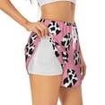 thumbnail image 1 of Daiia heart with cow Pattern Women's 2 in 1 Running Shorts - Lightweight Athletic Workout Gym Yoga Shorts Liner with Phone Pockets-Small, 1 of 7