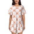 thumbnail image 1 of Daiia love plaid fox Pattern Womens Pajama Sets Short Sleeve Pajamas for Women Sets Soft Lounge Sets Casual Round Neck Sleepwear PJS-Large, 1 of 7