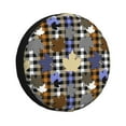 thumbnail image 1 of Daiia maple leaves Houndstooth Pattern Tire Covers , Travel Trailer Camper Truck SUV Motorhome Waterproof Wheel Cover, Sun Rain Snow Protector-15 inch, 1 of 6
