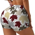 thumbnail image 1 of Daiia maple leaves Pattern Women's Workout Shorts Biker Shorts - High Waisted Workout Spandex Tummy Control Gym Running Yoga Shorts-Small, 1 of 8