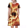 thumbnail image 1 of Daiia orange lightning Print Women's Dresses 2025 Trendy Short sleeve Dresses Casual Baggy Flowy Maxi Sun Dresses, 1 of 6