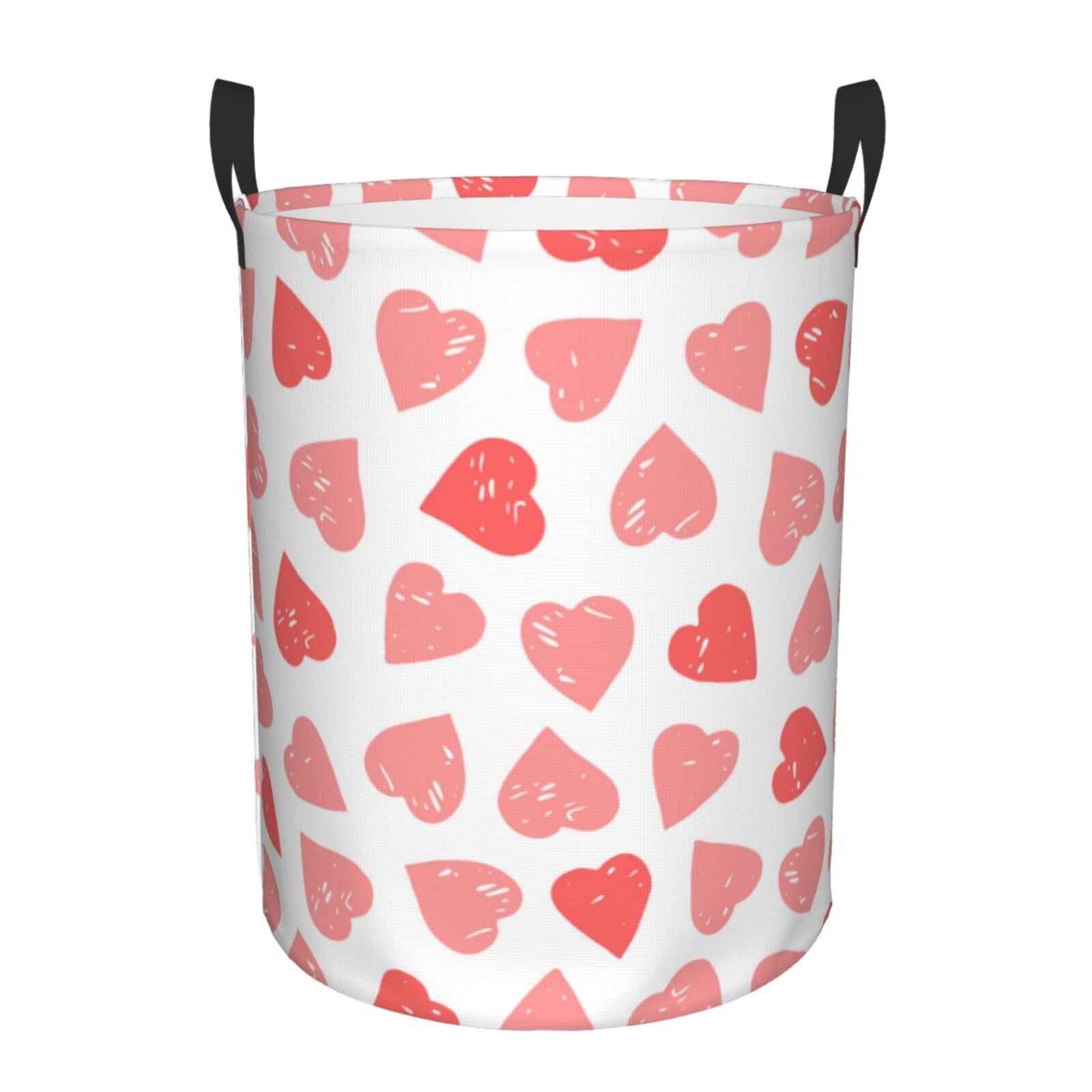 Daiia pink Hearts1 Laundry Hamper With Handles Large Storage Basket/Toy