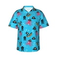 thumbnail image 1 of Daiia pirate Octopus Print Hawaiian Shirt for Men Gentle Cotton Regular Short Sleeve Casual,Large, 1 of 7