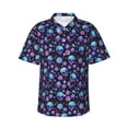 thumbnail image 1 of Daiia purple Skull flower Hawaiian Shirt for Men Gentle Cotton Regular Short Sleeve Casual-Large, 1 of 9