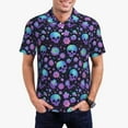 thumbnail image 1 of Daiia purple Skull flower Pattern Men’s Polo Shirts,Solid Deck Shirt,Classic Fit, Breathable Cotton Polo for Casual and Sport Wear-XX-Large, 1 of 7