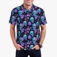 thumbnail image 1 of Daiia purple flower blue Skull Pattern Men’s Polo Shirts,Solid Deck Shirt,Classic Fit, Breathable Cotton Polo for Casual and Sport Wear-3X-Large, 1 of 7