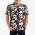thumbnail image 1 of Daiia rock record Skull artist Pattern Men’s Polo Shirts,Solid Deck Shirt,Classic Fit, Breathable Cotton Polo for Casual and Sport Wear-XX-Large, 1 of 7