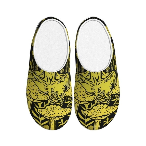Daiia saucerman Mushroom Forest Print Women’s Fuzzy Slippers Memory Foam Lightweight House Shoes Cozy Loafer Flannel House Shoes-35/36