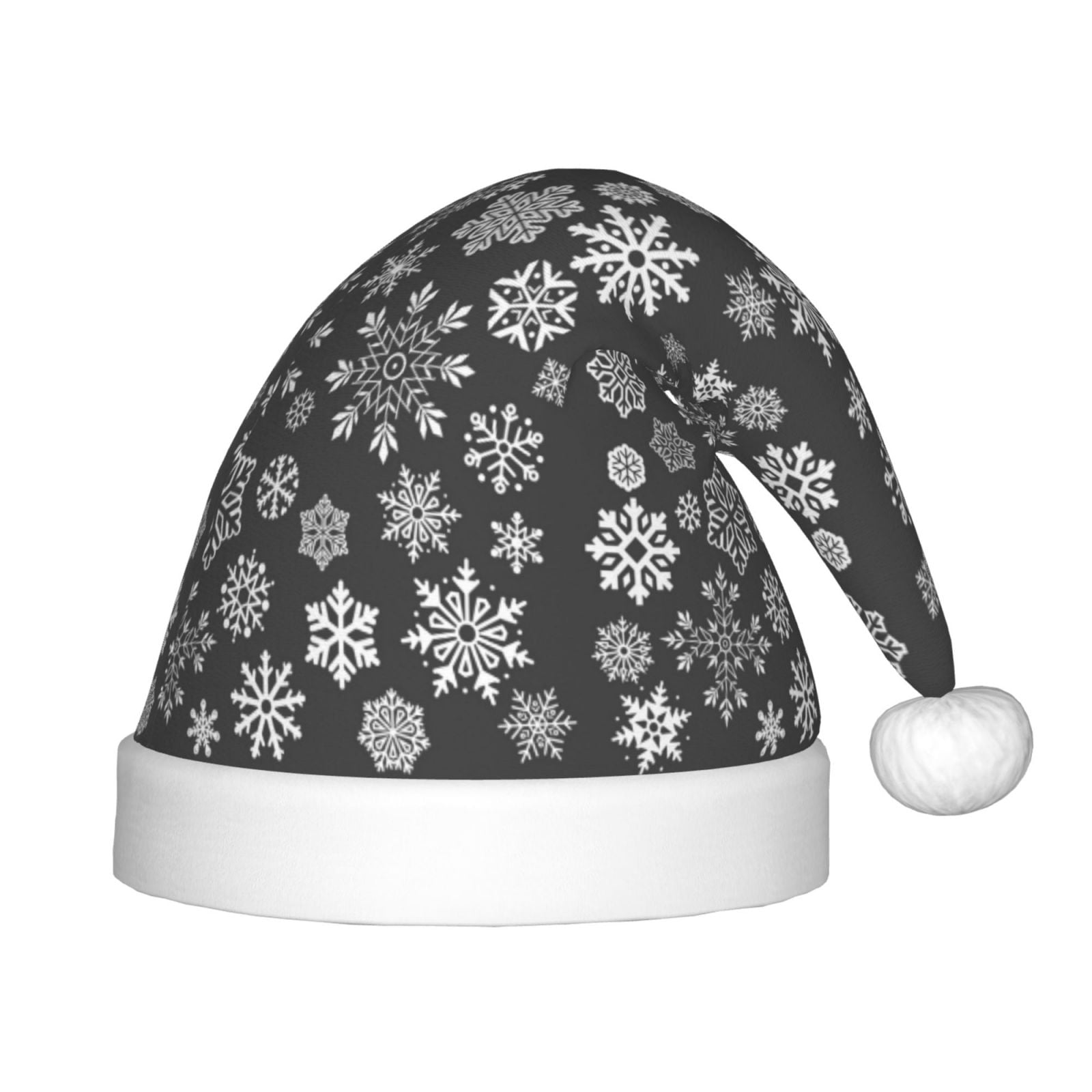Daiia simple white Snowflake Print Christmas Knitted Beanie Hat, Large