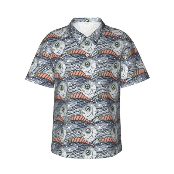 Daiia sparus aurata Print Hawaiian Shirt for Men Gentle Cotton Regular Short Sleeve Casual,Small