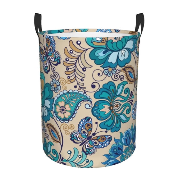 Daiia vintage Floral Butterflies Laundry Hamper With Handles Large Storage Basket/Toy Organizer/Dirty Clothes Collapsible Waterproof For College Dorms, Bedroom,Bathroom