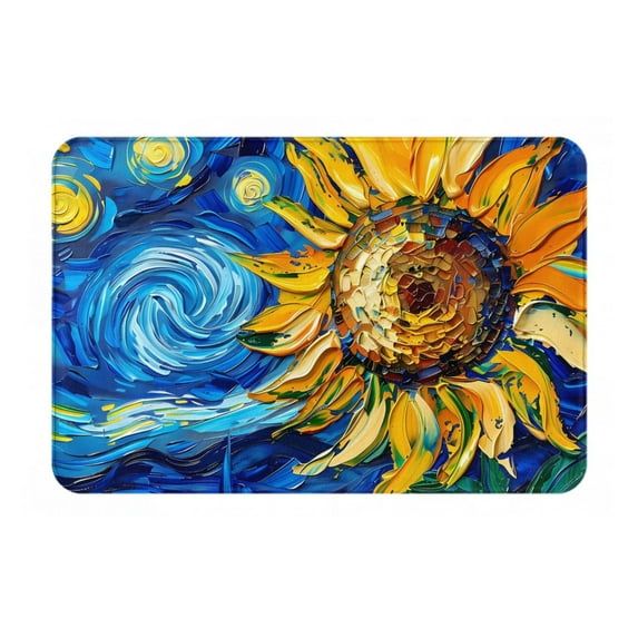 Daiia vintage Starry Sunflower Front Door Mat, Heavy Duty Durable Welcome Mat for Outdoor Indoor, Dirt Trapper Waterproof Super Absorbent Door Mat, 16" x 24"