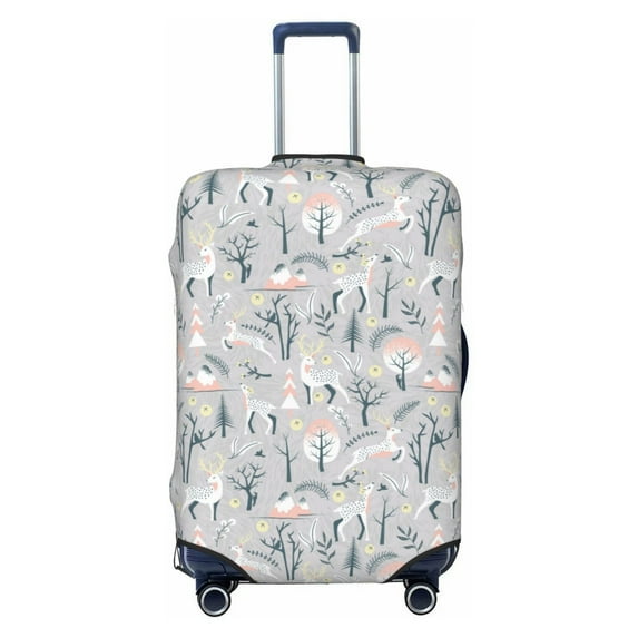Daiia white Moose winter tree Luggage Cover, Thickened Washable Travel Luggage Covers, Elastic Unique Baggage Covers for 18-20 inch Luggage-Medium