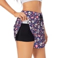 thumbnail image 1 of Daiia white Skull Flower Pattern Women's 2 in 1 Running Shorts - Lightweight Athletic Workout Gym Yoga Shorts Liner with Phone Pockets-X-Large, 1 of 7