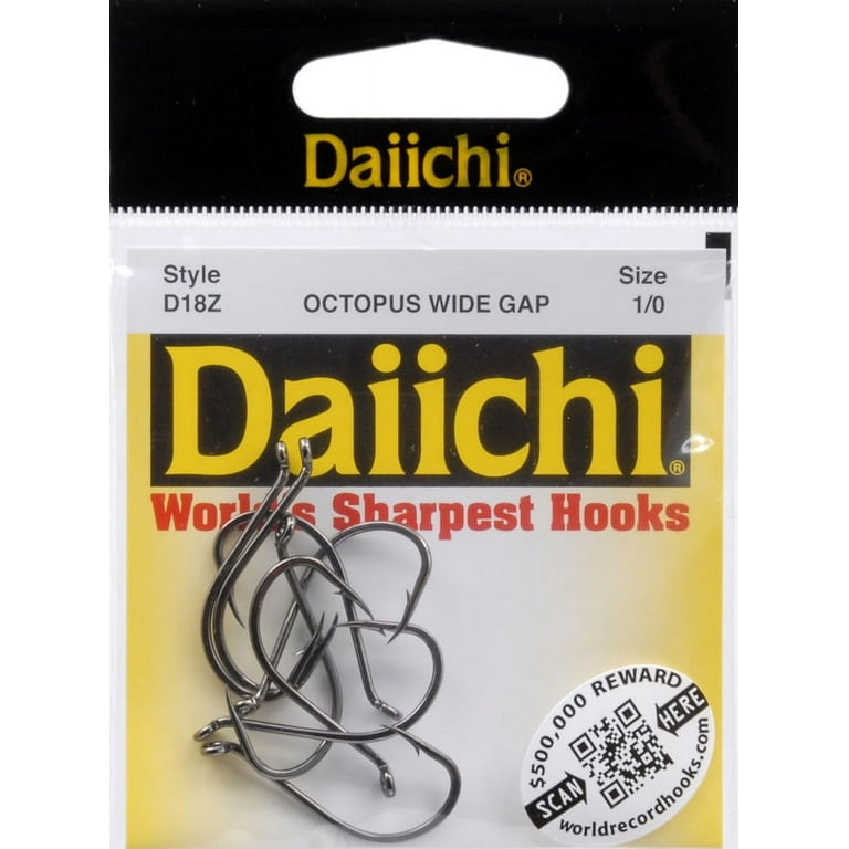 Daiichi D18Z-1/0 Octopus Hook Size 1/0 Standard Point Wide Gap 