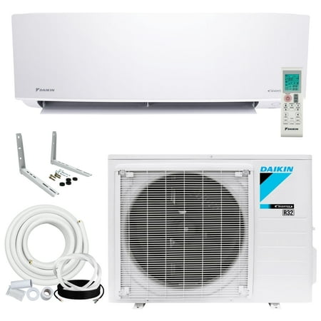 Daikin 12000 BTU 18 SEER2 R32 Entra Series Ductless Air Conditioner Heat Pump with 25 ft. Pre-Flared Installation Kit and Bracket