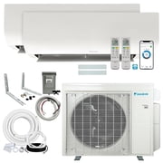 Daikin 18,000 BTU 9K + 9K 21SEER2 2-Zone Mini Split Wi-Fi Enabled Air Conditioner Heat Pump R-32 System with Maxwell 15 ft. Installation Kit and Wall Mounting Bracket