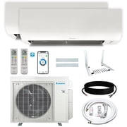 Daikin 24,000 BTU 12K + 12K 21SEER2 Dual Zone Mini Split Wi-Fi Enabled Air Conditioner Heat Pump R-32 System with Maxwell 15 ft. Installation Kit and Wall Mounting Bracket