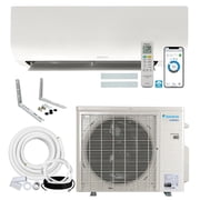 Daikin 24,000 BTU 21 SEER2 Aurora Low Ambient Ductless Mini Split Air Conditioner Heat Pump with Maxwell 15 ft. Installation Kit and Bracket - Wi-Fi Enabled R32