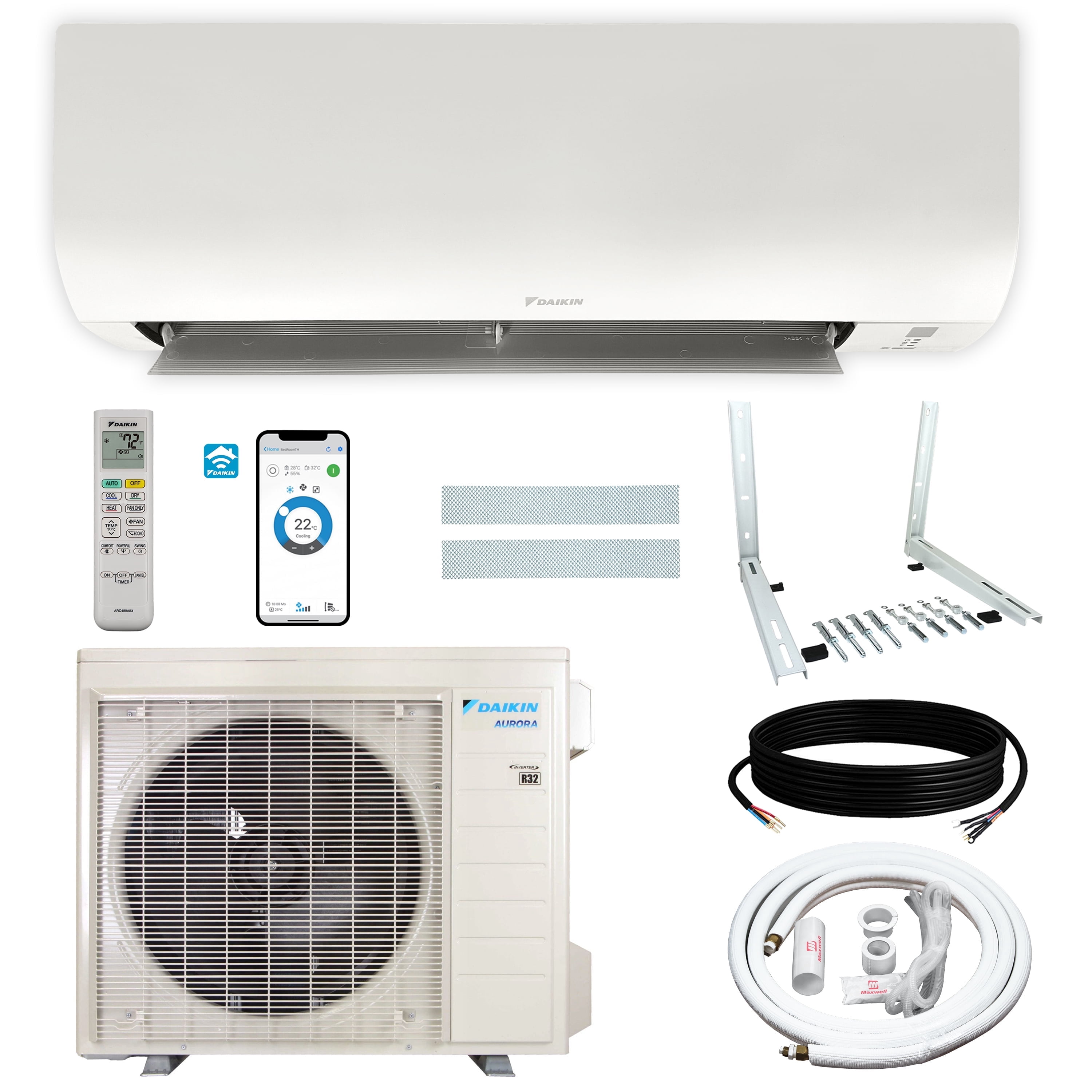 Daikin 24,000 BTU 21 SEER2 Aurora Low Ambient Ductless Mini Split Air ...