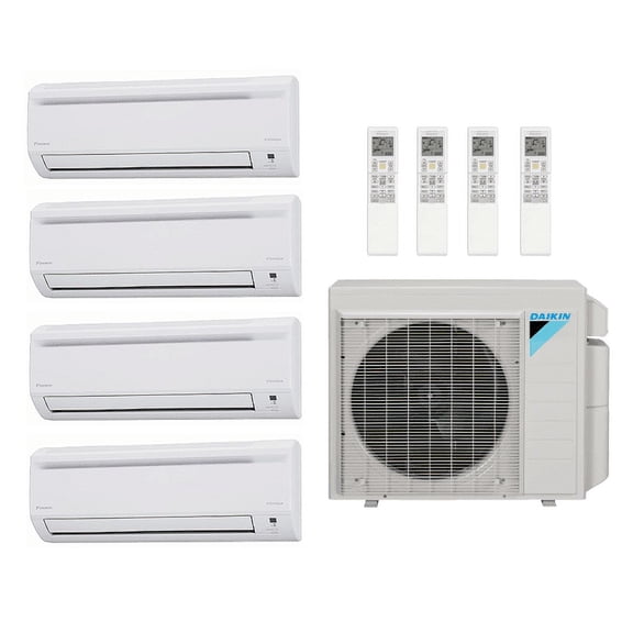 Daikin 36,000 Btu 17.7 SEER2 R-32 4-Zone Ductless Mini Split System-7K-7K-12K-18