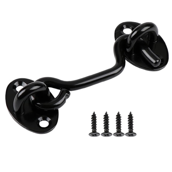 Dailihome 3 Inch Cabin Hook and Eye Latch Black Stainless Steel Heavy Duty Gate Lock with Screws for Barn Door Window Garden Shed