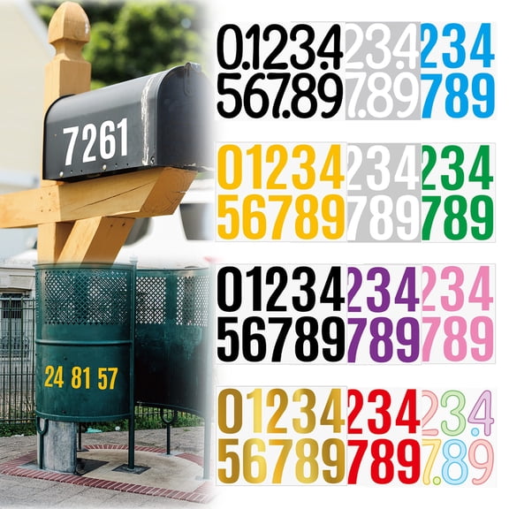 Dailihome 4 Inch Black Vinyl Number Stickers, Artistic Font Mailbox Number Decals, Waterproof Self Adhesive Address Labels for House Door Sign and Car, 0-9 Numbers, 1pc