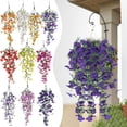 thumbnail image 1 of Dailihome Artificial Hanging Flowers for Outdoors, Realistic Purple Petunia Hanging Vine, Fake Morning Glory Trailing Plants for Porch Patio Garden Decor, 29.5 in, 1pc, 1 of 9