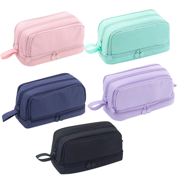 Dailihome Black Large Capacity Pencil Case 4 Compartments Multi Functional Japanese Style Stationery Pouch for Students Office 1PC